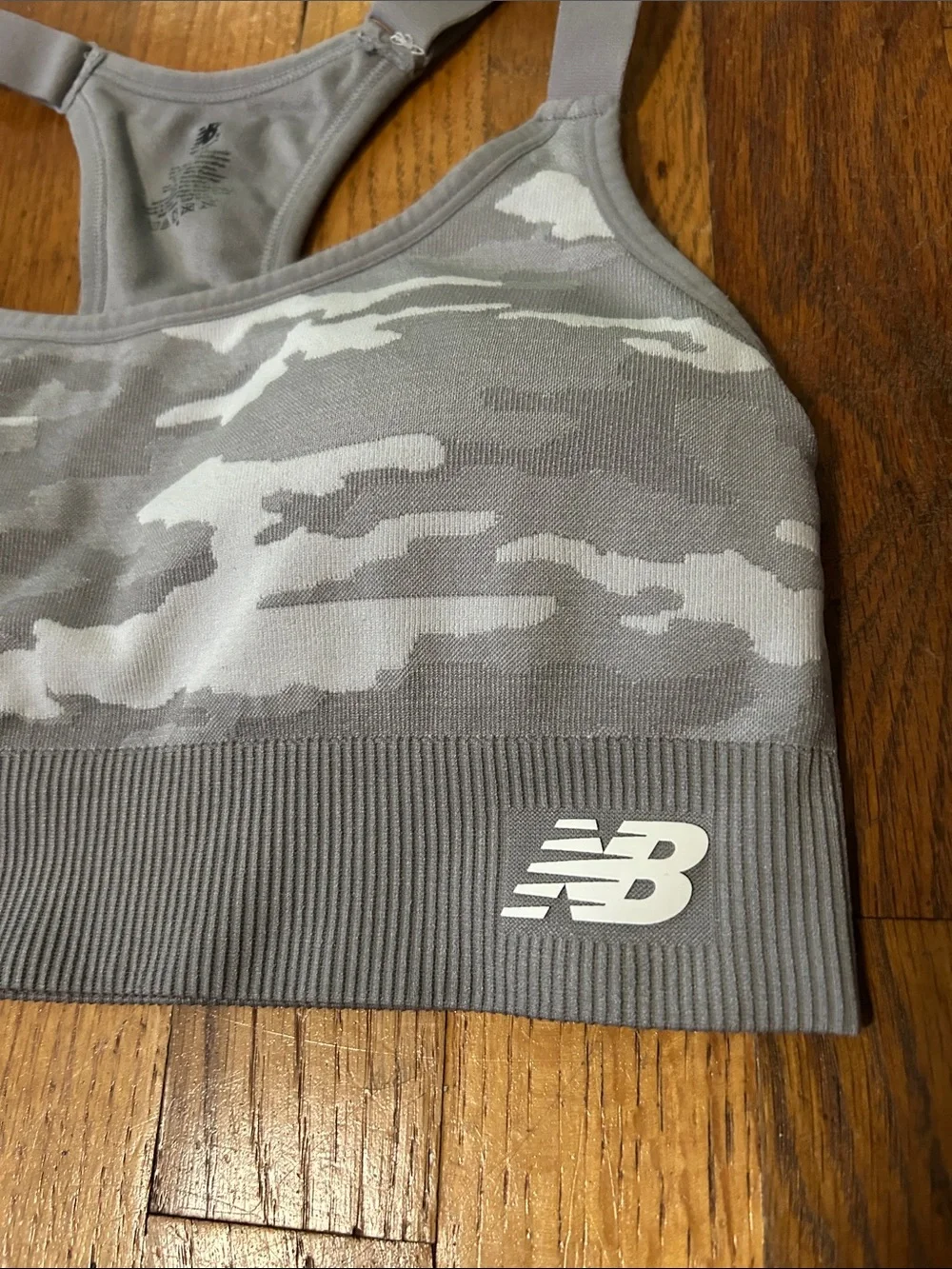 New Balance Women's Gray Camo Sports Bra Bikini Top Size Large